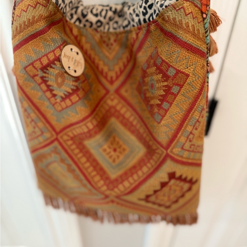 Bohemian Geometric Hobo Bag in Warm Tones